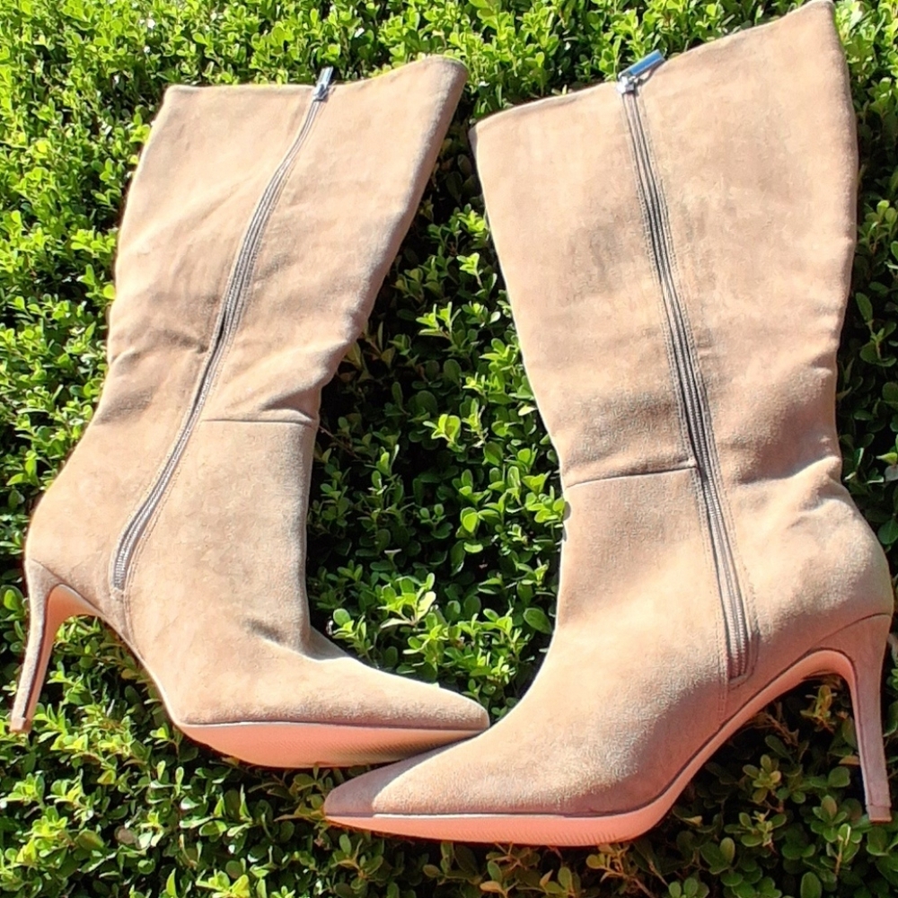 Tan Suede Heeled Boots By KHLOY (TALL-D)